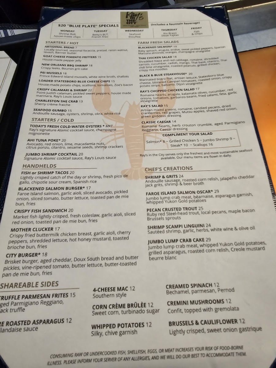 Ray's In the City Menu - Image 1